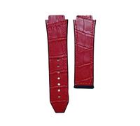 BoBoHome 25x19mm Long-lasting Supple Premium Leather Strap, Stain-resistant Multi-style Genuine Leather Watch Band for HUB-LOT B-I-G B-A-N-G Fu-sion Series-Red