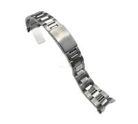BoBoHome 3-Bead Stainless Steel Watch Strap Curved End Folding Buckle Replacement Watch Accessory for Rolex Air-King Datejust Series-Polished Silver 19MM