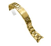 BoBoHome 3-Bead Stainless Steel Watch Strap Curved End Folding Buckle Replacement Watch Accessory for Rolex Air-King Datejust Series-Gold 19MM