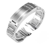 BoBoHome 316L Stainless Steel Deployment Clasp Watch Bracelet Smooth Finish Metal Replacement Watch Wristband for Rolex GMT Yacht Master-Matte Silver 20mm