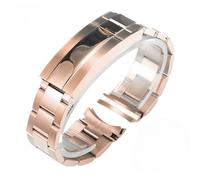 BoBoHome 316L Stainless Steel Replacement Watch Bracelet Wear-Resistant Metal Extendable Watch Bracelet for Rolex GMT Yacht Master-Rose Gold 20mm
