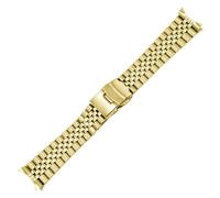 BoBoHome 5-Bead Universal Curved Stainless Steel Watch Strap, Folding Buckle Replacement Accessory-Gold 19MM