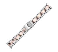 BoBoHome 5-Bead Universal Curved Stainless Steel Watch Strap, Folding Buckle Replacement Accessory-Silver Rose Gold 19MM