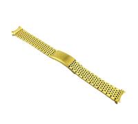 BoBoHome 9-Bead Curved Stainless Steel Watch Strap, Solid Folding Buckle Replacement Bracelet for OMEGA Speedmaster/De Ville/Seamaster Heritage-Gold 19MM