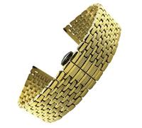 BoBoHome 9-Bead Solid Stainless Steel Replacement Watch Strap, Slim Double-Press Butterfly Buckle Watch Bracelet for La Grande Classique de Longines-Gold 14MM