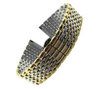 BoBoHome 9-Bead Solid Stainless Steel Replacement Watch Strap, Slim Double-Press Butterfly Buckle Watch Bracelet for La Grande Classique de Longines-Silver Gold 20MM