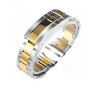 BoBoHome Metal Replacement Watch Band Sweat Resistant 316L Stainless Steel Deployment Clasp Watch Wristband for Rolex GMT Yacht Master-Silver Gold 20mm