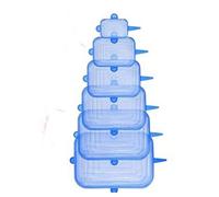 BoBoHome Silicone Square Stretch Lids - 6 Pack Round & Square Stretchy Lids Food Covers Reusable Expandable Silicone Lids Covers-Blue