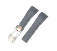 BoBoHome Waterproof Silicone Watch Strap Deployment Buckle Silicone Watch Wristband for Rolox Submariner Yacht-Master Oyster-Grey Strap + Silver Rose Gold Buckle 20mm