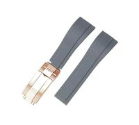 BoBoHome Waterproof Silicone Watch Strap Deployment Buckle Silicone Watch Wristband for Rolox Submariner Yacht-Master Oyster-Grey Strap + Rose Gold Buckle 20mm