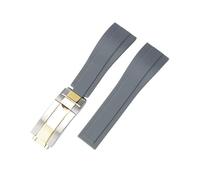 BoBoHome Waterproof Silicone Watch Strap Deployment Buckle Silicone Watch Wristband for Rolox Submariner Yacht-Master Oyster-Grey Strap + Silver Gold Buckle 20mm