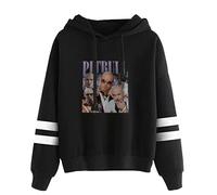BOBOKK Pitbull Mr. Worldwide Pullover Long-Sleeve Hoodie, Unisex Hooded Top Sweatshirts,Black,XXL