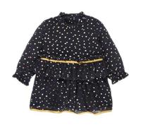 Boboli Chiffon Hearts Long Sleeve Short Dress Black 9 Months Girl