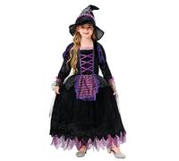 BOBORA Girls Witch Costume Adorable Witches Dress and Witches Hat Outfit Toddler Girls Witch Halloween Costumes Party Cosplay Princess Dress Up for 4-12T