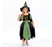 BOBORA Girls Witch Costume Adorable Witches Dress and Witches Hat Outfit Toddler Girls Witch Halloween Costumes Party Cosplay Princess Dress Up for 4-12T