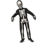 BOBORA Party Halloween Kids Skeleton Costume Glow in The Dark Skeletons Jumpsuit Fun Dress-Up Onesie with Mask Gloves Cosplay Halloween Costumes for Boys and Girls 5-6 Years