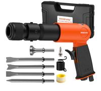 BOBOVAV 66 mm Stroke Standard-Size Air Hammer Kit, 190 mm, 3500 BPM | 5 Chisels for Cutting, Scraping, Grooving, Shaping and Breaking, 2 Retainers for Auto Repair, Metalworking and Construction
