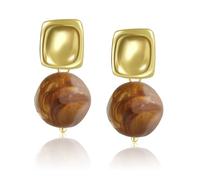 BOBOXZSZD Ladies Dangle Drop Earrings, Exquisite square metal, Natural Resin Flowing Texture, Ultra Light and Simple Temperament, Cute Ears Studs, weighing 4g, cm, cooking oil, No Gemstone