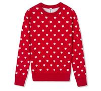 BOBOYOYO Girls Knitted Sweater 100% Cotton Kids Heart Sweater Crew Neck Girls Jumper Teen Winter Pullover Clothes Top Knit Light Red