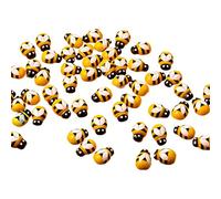 BOBOZHONG 100 Pieces Tiny Wooden Bee Self Adhesive Bee,Flatback Embellishment Bee Stickers 10 * 13mm Mini Wooden Bee for Craft Scrapbooking DIY Decor Supplies Birthday Party