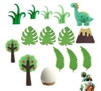 BOBOZHONG 15 Pack Dinosaur Cake Toppers,Cute Dino Egg Leaves Volcano Cake Decoration for Birthday Party Supplies,3D Figure Jurassic World Theme Cupcake Topper Set