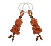 BOBOZHONG 2 Pack Buddha Keychain Wooden Buddha Pendant Lucky Charm Keyring for Bag Keys Car Zen Meditation Gift for Women Men Buddhist