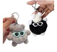 BOBOZHONG 2 Pack Coal Plush Keychain Cute Soft Charcoal Keyring,for Bag Keys Christmas Stocking Filler Gift for Women Men Black Coal Lover