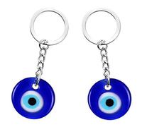 BOBOZHONG 2 Pack Evil Eye Keychain Turkish Amulet Blue Eye Protection Charm Lucky Keyring,for Bag Purse Car Keys House Keys Good Luck Blessing Gift for Friend Family Travel Protection
