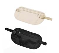 BOBOZHONG 2 Pcs Secure Travel Money Belt,Anti-Theft Hidden Passport Holder Adjustable Stealth Waist Pouch for Cash,Cards & Phone Undercover Bum Bag for Travel,Dog Walking, Running
