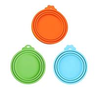 BOBOZHONG 3 Pack Silicone Pet Can Lids, Dog Cat Food Can Covers, Universal, BPA Free, Dishwasher Safe, Airtight, 3 Sizes: 6.5cm/2.5", 7.5cm/2.9", 8.5cm/3.3", Blue, Green, Orange