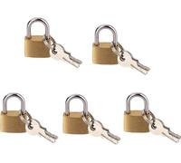 BOBOZHONG 5 Pack Mini Brass Padlocks,20mm Solid Brass Small Padlock with Keys for Luggage Toolbox Jewellery Box Locker Cupboard Suitcase Gym School