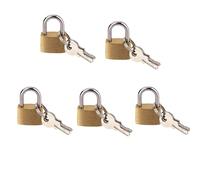 BOBOZHONG 5 Pack Mini Brass Padlocks,20mm Solid Brass Small Padlock with Keys for Luggage Toolbox Jewellery Box Locker Cupboard Suitcase Gym School