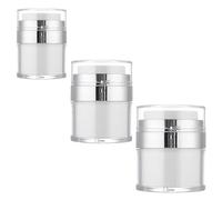 BOBOZHONG Airless pump dispenser,3 pcs cream jar vacuum bottle,Moisturiser Pump Dispenser,15/30/50 ML cream empty bottle vacuum jars refillable lotion dispenser with lid for travelling home use
