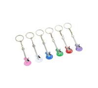 BOBOZHONG Alloy Guitar Keychain,6 Pack Keyring Mini Electric Guitar Keyring Rock Band Key Holder Instrument Designed for Guitarists and Music Enthusiasts Alike