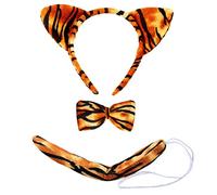 BOBOZHONG Animal Ears Bow Tail Set, Fancy Dress Costume Accessory for Carnival Party Decoration (Tiger)