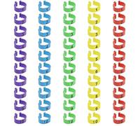 BOBOZHONG Chicken Leg Rings,50PCS Numbered Clip on Leg Rings Multiple Colour Chicken Identification Leg Bands Numbered Clip on Leg Rings Foot Round Tag Clips for Chick Duck Pigeon Goose(16mm)