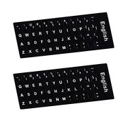 BOBOZHONG English Keyboard Stickers,2PCS Self-adhesive English British Layout English Replacement black Stickers with White Letters Suitable for any Keyboard