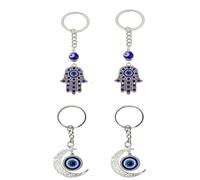 BOBOZHONG Evil Eye Keychain, 4 Pcs Blue Evil Eye Keychains, Lucky Charm, Feng Shui Decoration, Keychain, Backpack Pendant, Car Charm, Wall Decoration