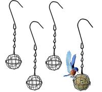 BOBOZHONG Fat Ball Feeder,4Pcs Bird Feeders With Metal Hooks Small Hanging Fat Ball Bird Feeder Holder,Hanging Metal Small Bird Feeder for Feeding Outdoor Garden Wildlife Birds(Black)