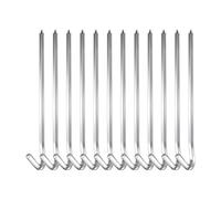BOBOZHONG Ground Stakes Heavy Duty Tent Pegs 12Pack,Rebar Stakes J Hooks,Galvanised Metal Pegs,Heavy Duty Camping Ground Pegs,Ideal for Camping,Hiking,Traveling,Beach and Outdoor.