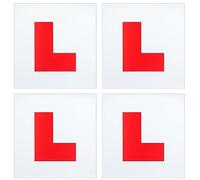 BOBOZHONG Learner L Plates, 4 Pack Adhesive Stickers for Car & Motorcycle, Non-Magnetic Learning Plates for Glass, 17.8 * 17.8CM