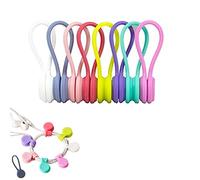 BOBOZHONG Magnetic Cable Clips, 8 Pack Reusable Strong Magnet Silicone Twist Ties Multi Color Cord Earbuds Cord Winder Headphone Cable Organisers USB Cable Ties Straps Wire Holder Home Office School