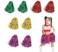 BOBOZHONG Pom Poms Cheerleading,8Pcs Cheerleading Pom Poms with Handle,Plastic Cheerleader Cheerleading Pom Poms Party Costume Accessory Set for Sports Meeting Sports Competition Holiday Celebration