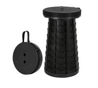 BOBOZHONG Portable Telescoping Stool, Retractable Folding Stool, Lightweight, Adjustable Height, Black, ABS Plastic Seat, Modern Style, 46cm (H) x 25cm (W), 180kg Max Load
