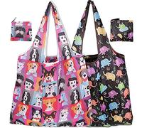 BOBOZHONG Reusable Shopping Bags, 2 Pack Foldable Large Washable Eco Friendly Shopper Tote Bags for Daily Use Travel Take Out Storage