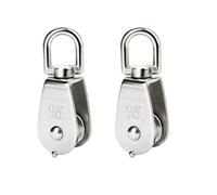 BOBOZHONG Single Pulley,2 Piece M15 Pulley Swing Roller,Block Rope Roller Stainless Steel,Swing Roller,for 3-8mm Ropes Wire Ropes Load Capacity 35kg