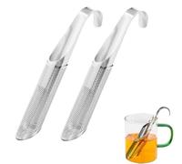 BOBOZHONG Stainless Steel Tea Filter,2 piecesTea Steeper Strainer Grade Stainless Steel Tea Strainer Filter fine mesh tea stick,tea strainer with handle,filter stick for loose tea leaves