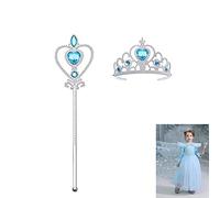 BOBOZHONG Tiara Crown and Fairy Wand,2PCS Princess Dress-up Party Accessories with Magic Wand and Tiara Crown for role-playing at a girl's Halloween party.(Blue)