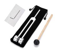 BOBOZHONG Tuning Fork 128 Hz,Aluminium Alloy Tuning Fork with Silicone Hammer and Bag Hammer Sound Healing Therapy Tool Set for Meditation and Therapy