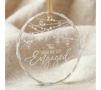 BOBPPOP Elegant Crystal Engagement Gift for Couples, Circular Keepsake Glass Present, Romantic Engagement Decorations, Memorable First Christmas as Mr and Mrs 2026, 8x8x0.6cm